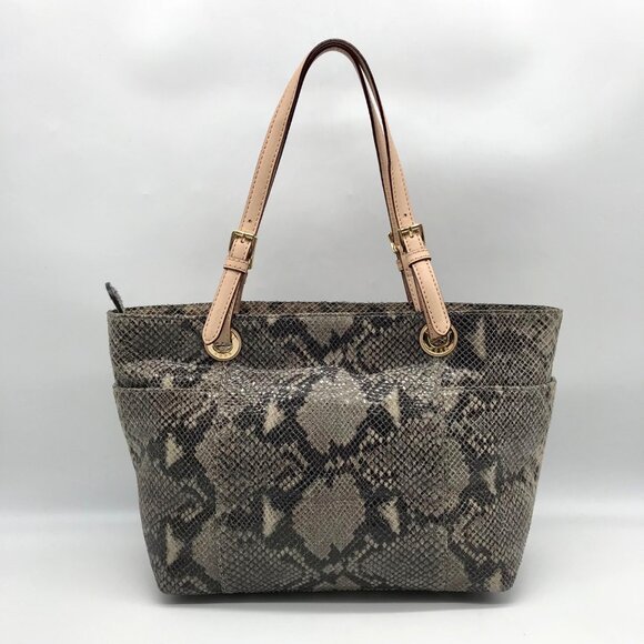 Michael Kors Gray Python Embossed Leather Shoulder Bag - Picture 2 of 10